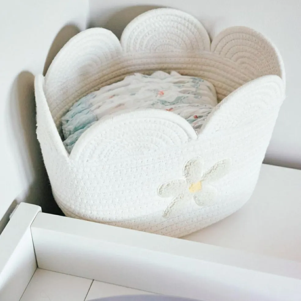 Panier de rangement Fleur écru (30 x 20 cm)