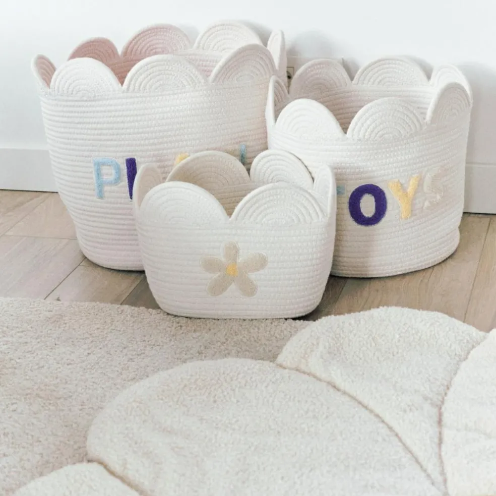 Panier de rangement Fleur écru (30 x 20 cm)