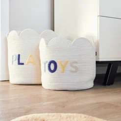 Panier de rangement Fleur écru (35 x 35 cm)