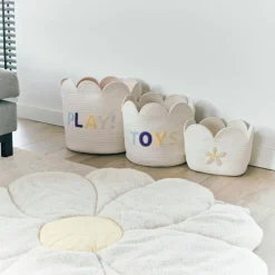 Panier de rangement Fleur écru (35 x 35 cm)