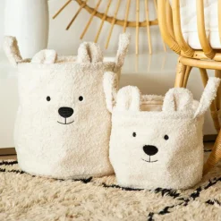Panier de rangement Teddy écru (25 x 20 cm)