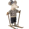 Papa Souris en hiver et sa paire de skis Bleu