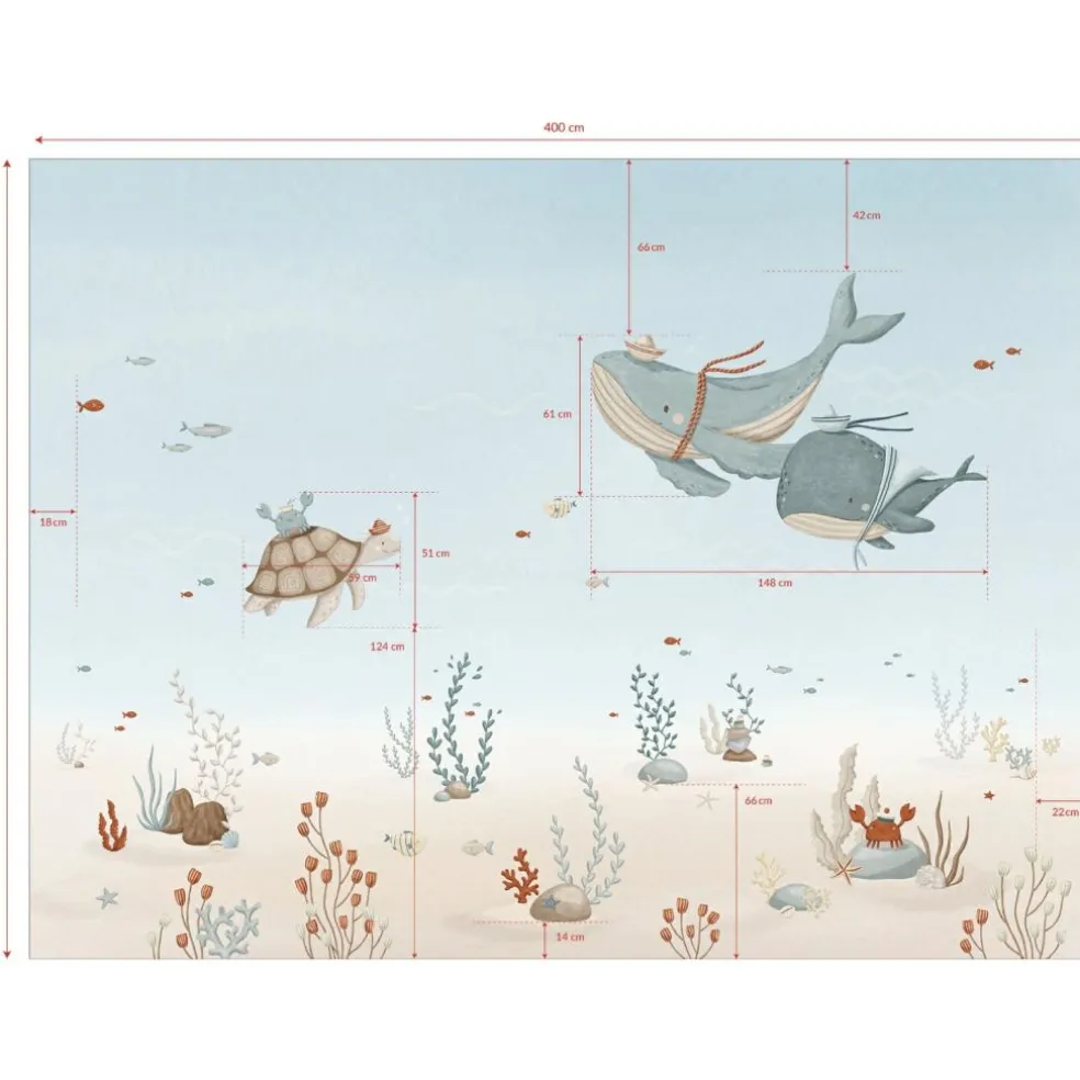 Papier peint décor XL Fonds marins les baleines