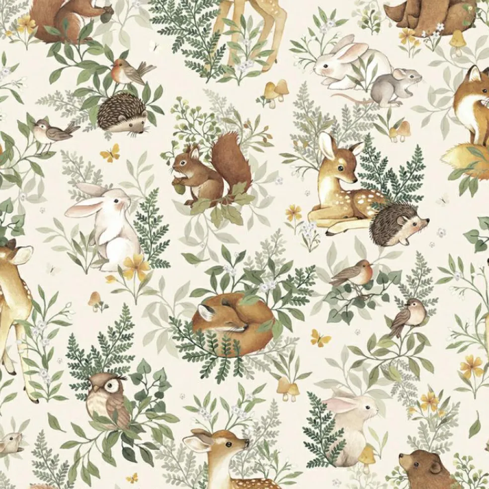 Papier peint intissé Amis de la forêt beige (10 m)