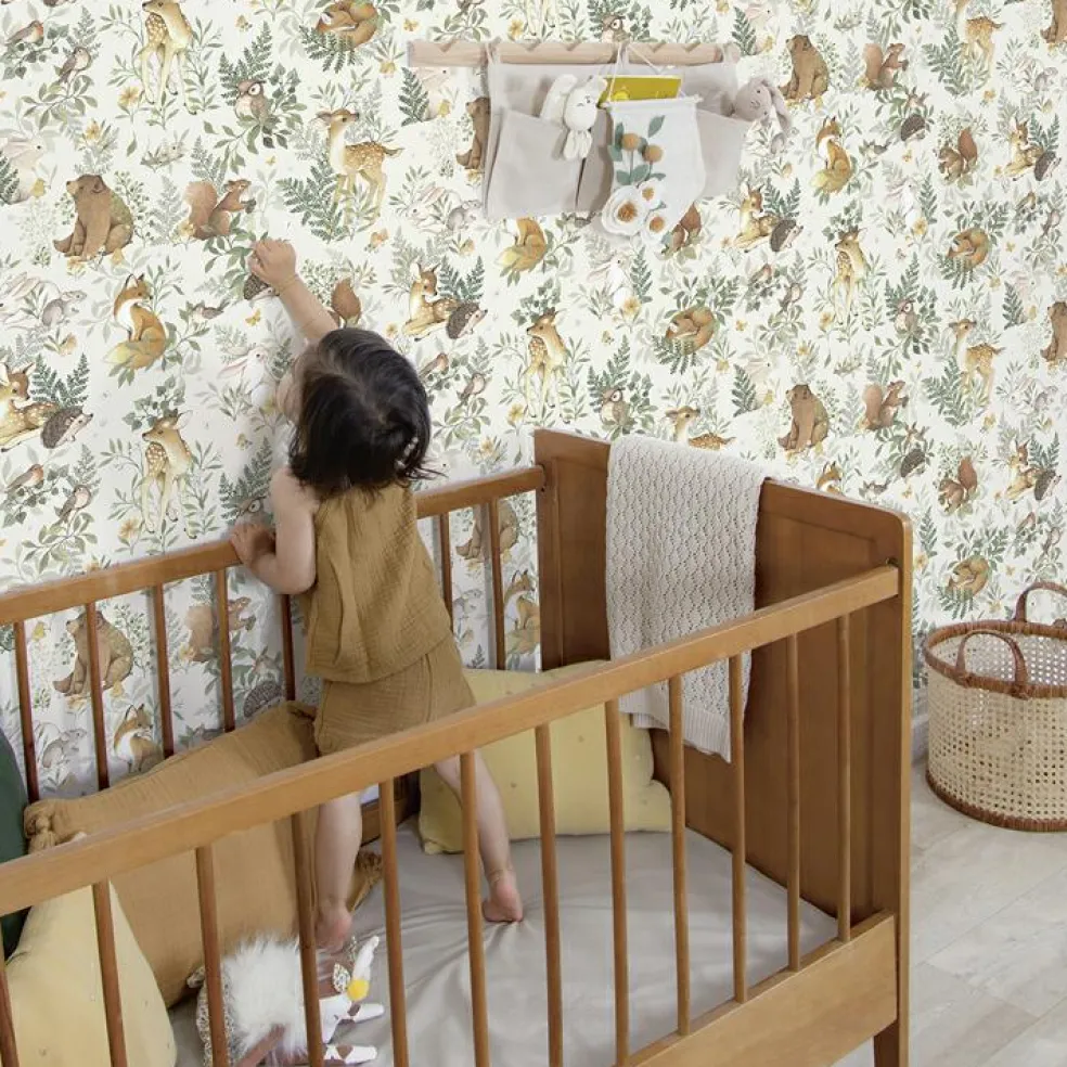 Papier peint intissé Amis de la forêt beige (10 m)