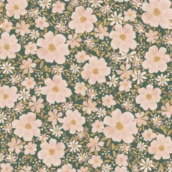 Papier peint Les fleurs fond vert foncé (50 cm x 10 m)