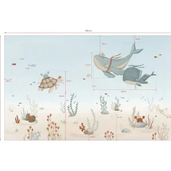 Papier peint panoramique Fonds marins les baleines