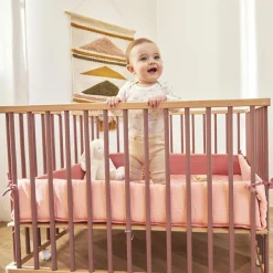 Parc pliant carré en bois Gaby hybride vieux rose