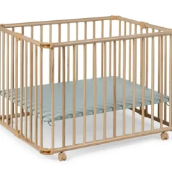 Parc pliant Lucilee + naturel avec fond vert d'eau (76 x 97 cm)