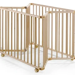 Parc pliant Lucilee + naturel avec fond vert d'eau (76 x 97 cm)