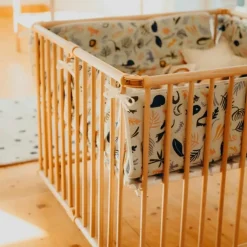 Parc pliant Lucilee + naturel avec fond vert d'eau (76 x 97 cm)