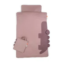 Parure de berceau en coton biologique Sleepy Croco Rose (70 x 100 cm)