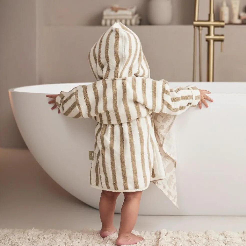 Peignoir en éponge Stripe Olive Green (3-4 ans)