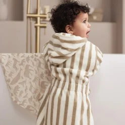 Peignoir en éponge Stripe Olive Green (3-4 ans)