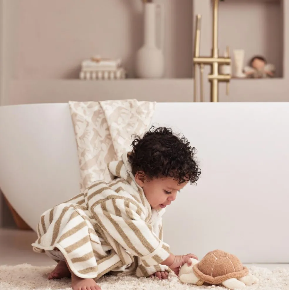 Peignoir en éponge Stripe Olive Green (3-4 ans)