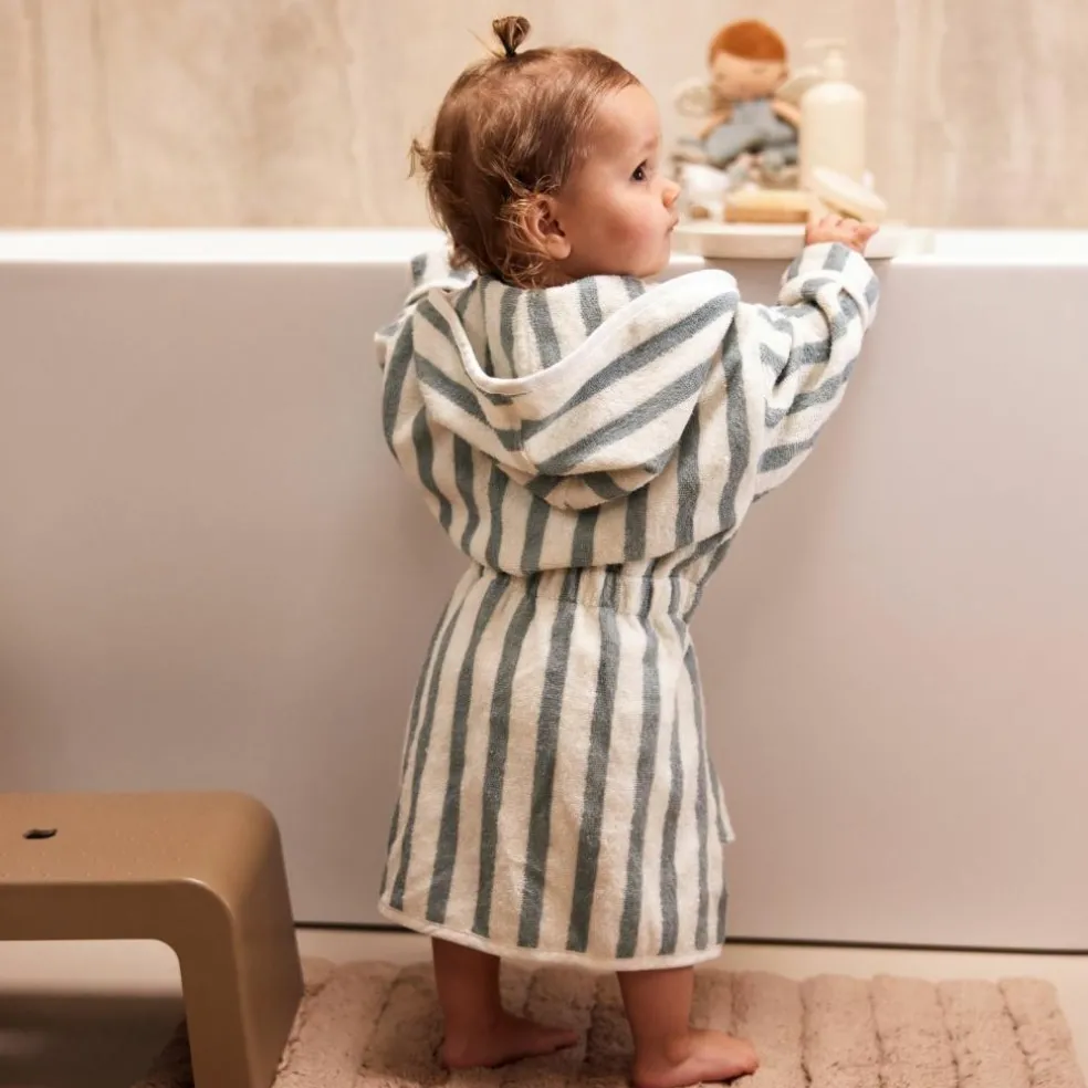 Peignoir en éponge Stripe Sea Green (1-2 ans)