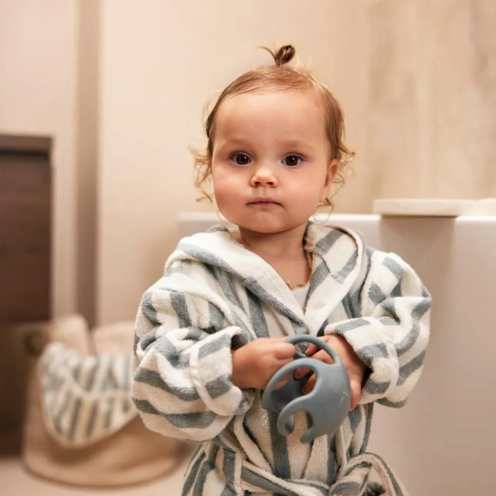 Peignoir en éponge Stripe Sea Green (1-2 ans)