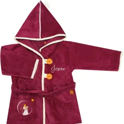 Peignoir souris framboise personnalisable (2-4 ans)
