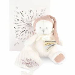 Peluche attache-sucette Ours Pantin Rose (20 cm)