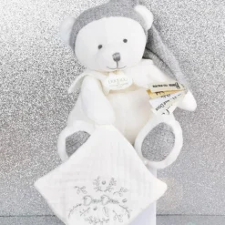 Peluche attache-sucette Ours Pantin Argent (20 cm)