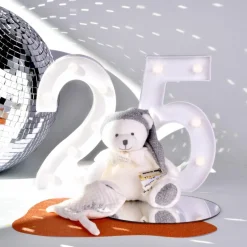 Peluche attache-sucette Ours Pantin Argent (20 cm)