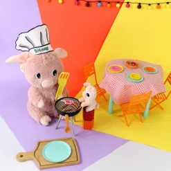 Peluche Barbekiou maman et bébé Les Ptipotos Rose (25 cm)