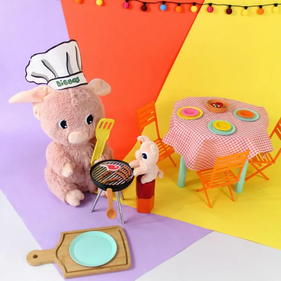 Peluche Barbekiou maman et bébé Les Ptipotos Rose (25 cm)