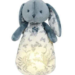 Peluche bruit blanc lapin Toile de Jouy bleu