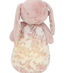 Peluche bruit blanc lapin Toile de Jouy rose