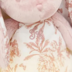 Peluche bruit blanc lapin Toile de Jouy rose