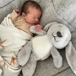 Peluche bruit blanc Milo le lapin gris