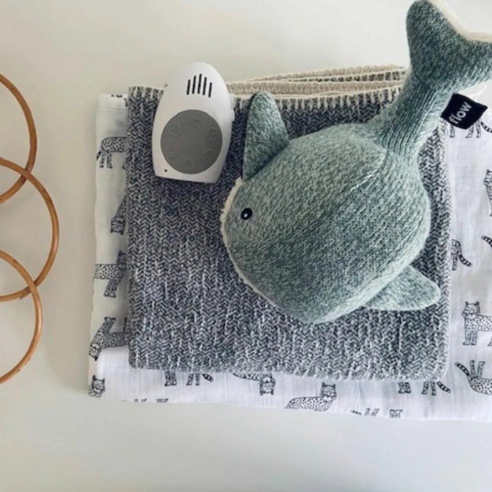 Peluche bruit blanc rechargeable baleine Moby vert