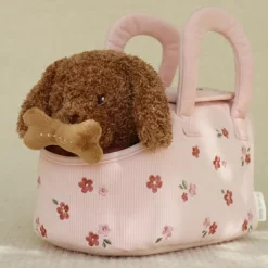 Peluche chien avec sac de transport Jackie