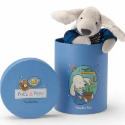 Peluche chien Pilou bleu Puce et Pilou (30 cm)