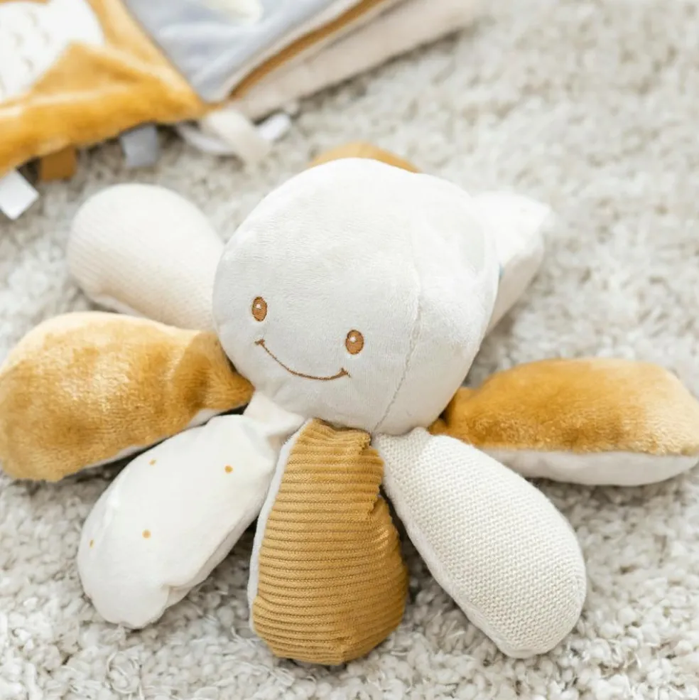 Peluche d'activités pieuvre Lapidou sable-caramel (20 cm)