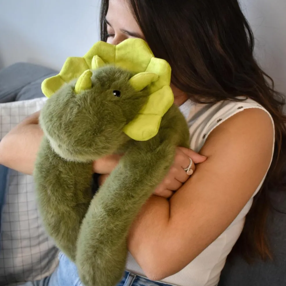 Peluche dinosaure vert lesté PODCOLL (40 cm)