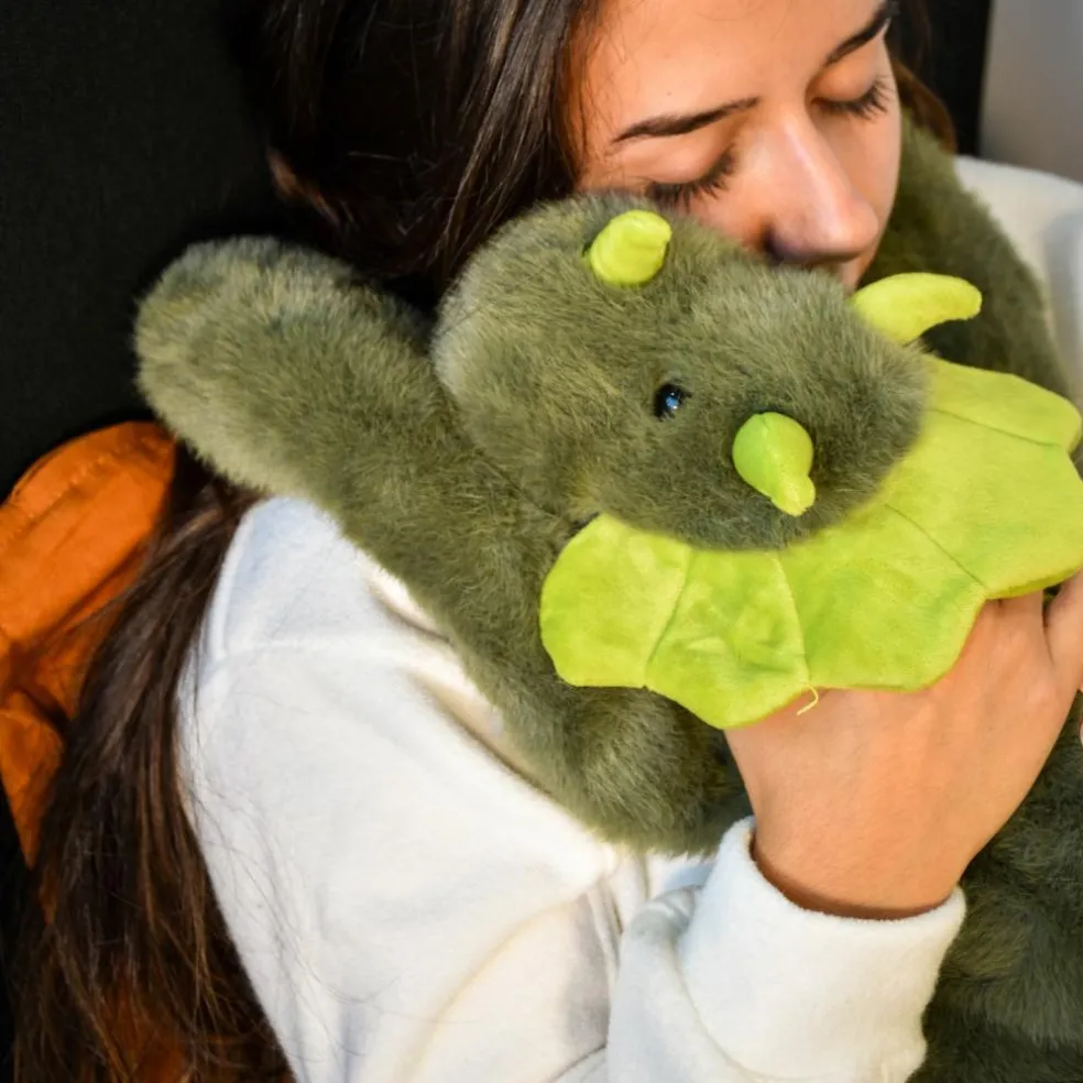 Peluche dinosaure vert lesté PODCOLL (40 cm)
