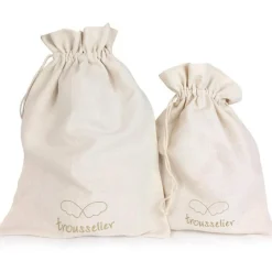 Peluche en coton bio ange lapin vert d'eau + pochette en coton (20 cm)