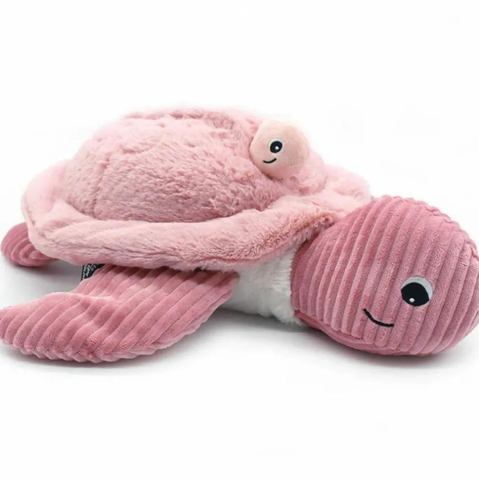 Peluche géante Les Ptipotos Sauvenou maman-bébé tortue rose (49 cm)