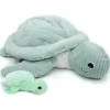Peluche géante Les Ptipotos Sauvenou maman-bébé tortue menthe (49 cm)