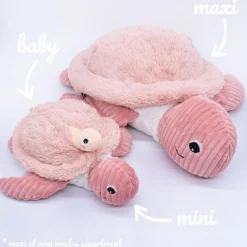 Peluche géante Les Ptipotos Sauvenou la tortue rose (50 cm)
