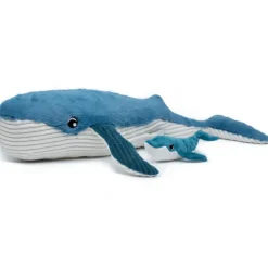 Peluche Gravillou baleine maman et bébé Les Ptipotos bleu