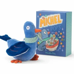 Peluche hochet pigeon Michel Puce et Pilou (20 cm)