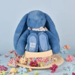 Peluche Lapin Fleurette Bleu (25 cm)