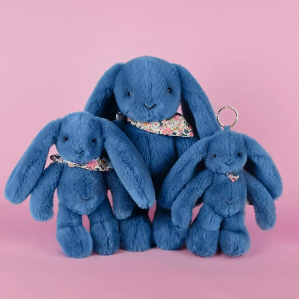 Peluche Lapin Fleurette Bleu (25 cm)