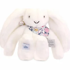 Peluche Lapin Fleurette Blanc (25 cm)