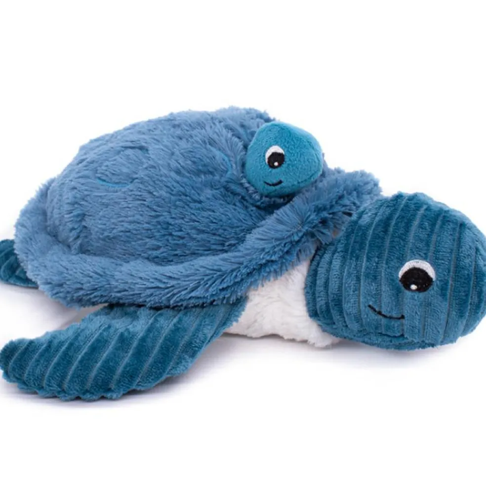 Peluche Les Ptipotos Sauvenou maman et bébé tortue bleu (29 cm)