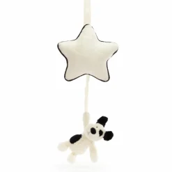 Peluche musicale Chien noir et crème (30 cm)
