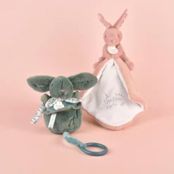 Peluche musicale Lapin Doudou vert sauge (20 cm)