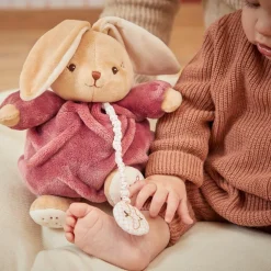 Peluche musicale Patapouf Lapin bordeaux (17 cm)